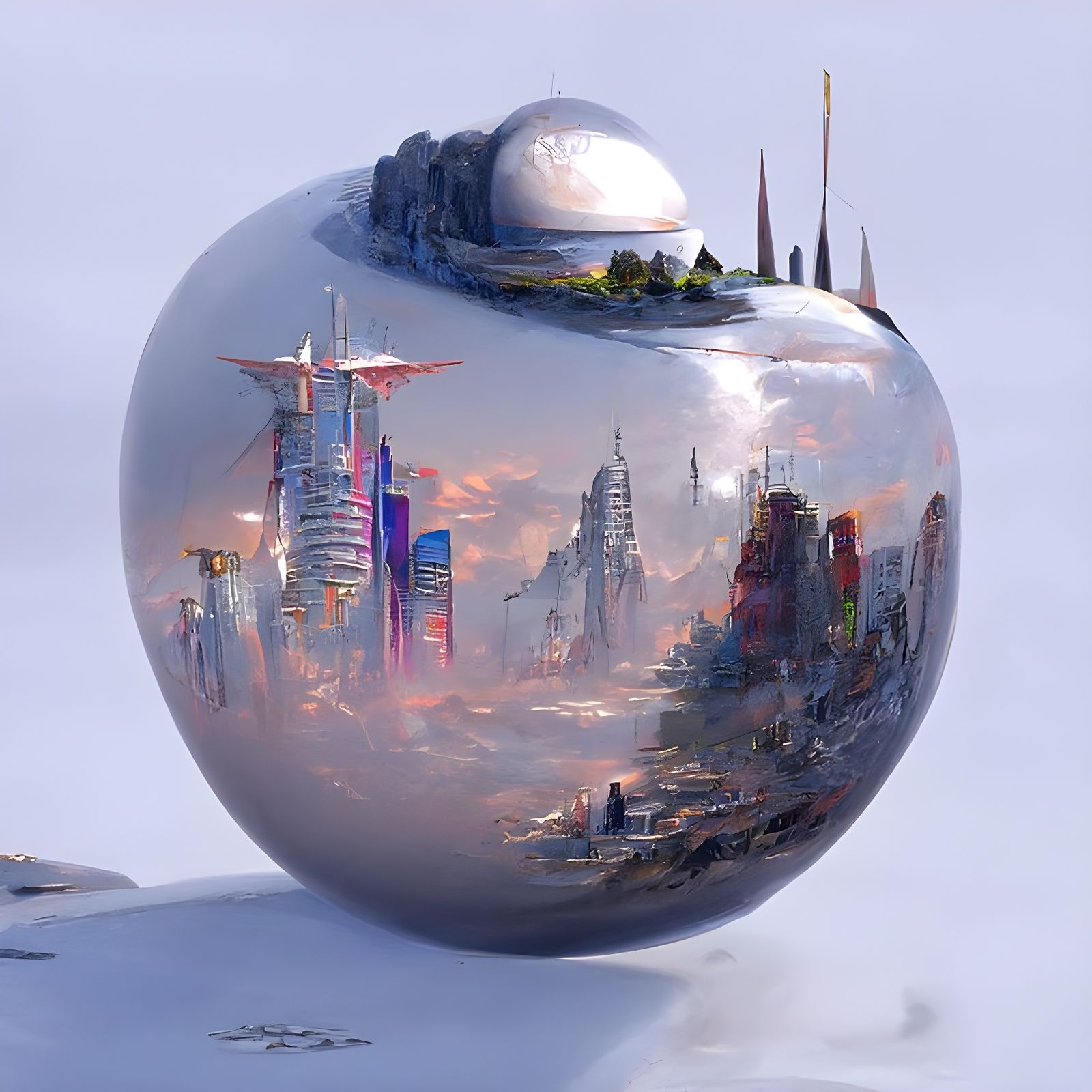 Utopian Cosmic Metropolis in Photorealistic Space