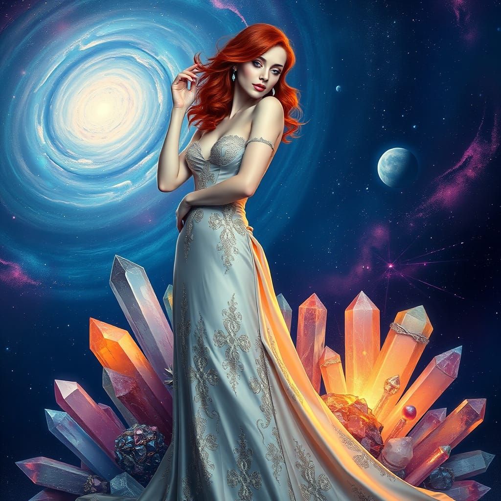 Ethereal Woman in Cosmic Fantasy Art
