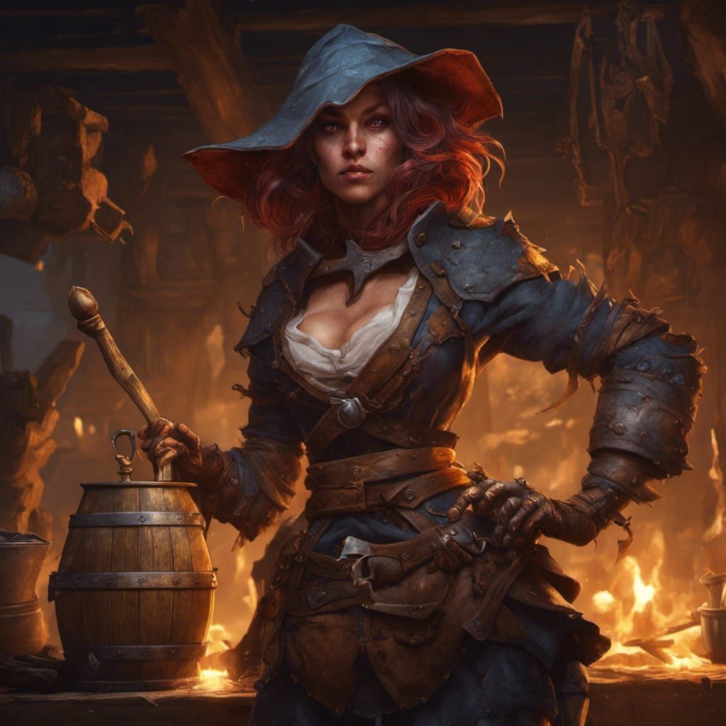 Dark Fantasy Hobgoblin Barkeep in Intricately Detailed Maste...