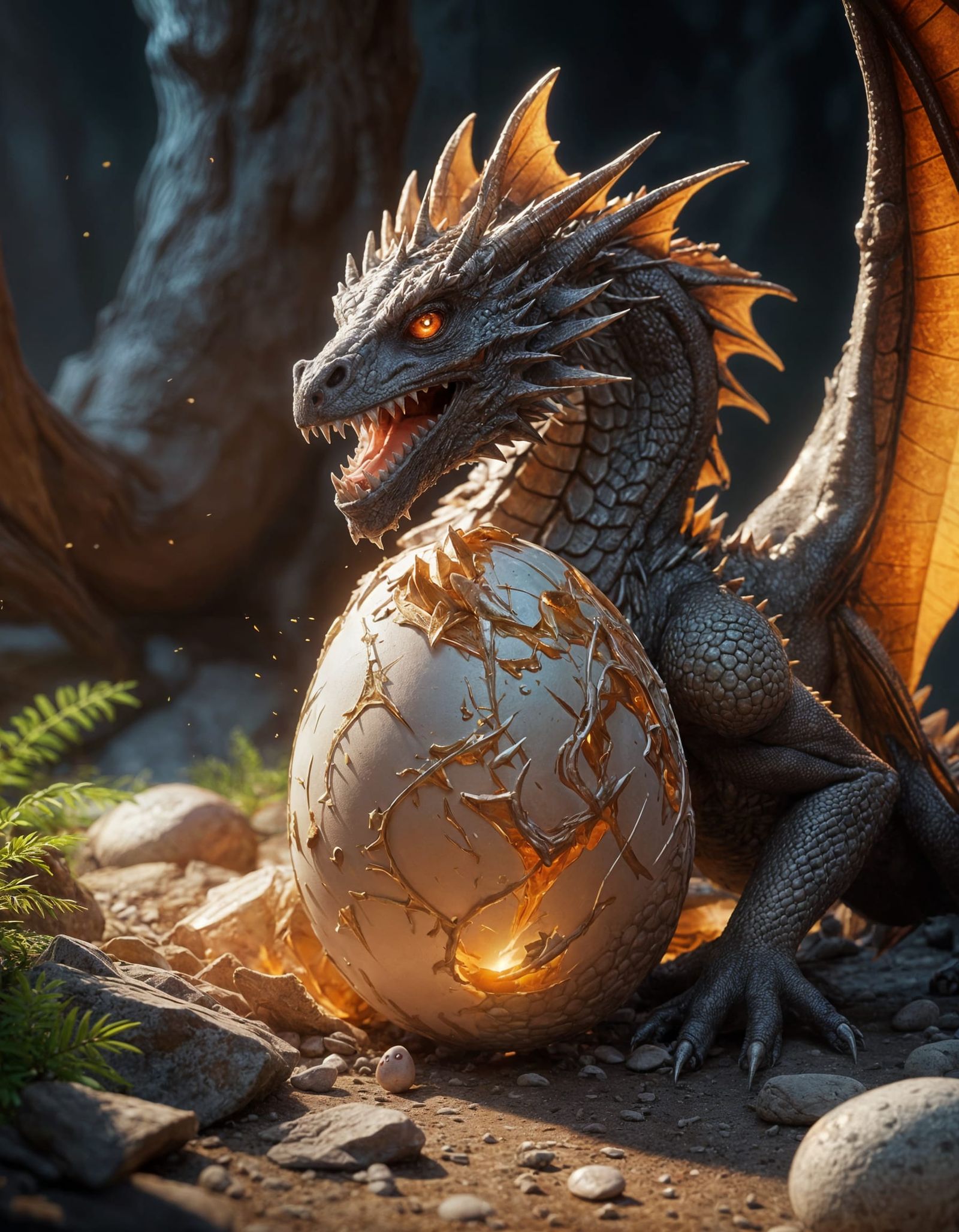 Hatched Dragon Cub in 3D Cinematic Style