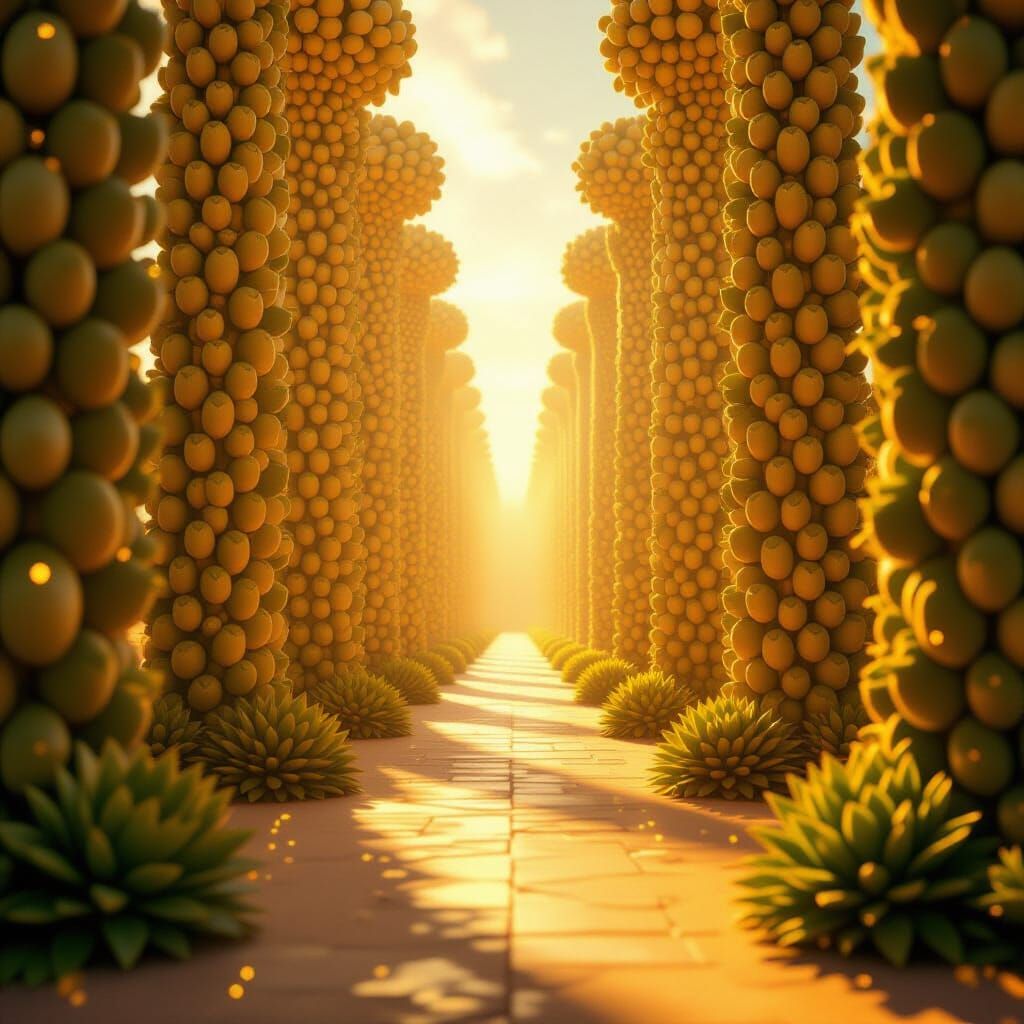 Endless Hallway of Giant Glowing Succulents