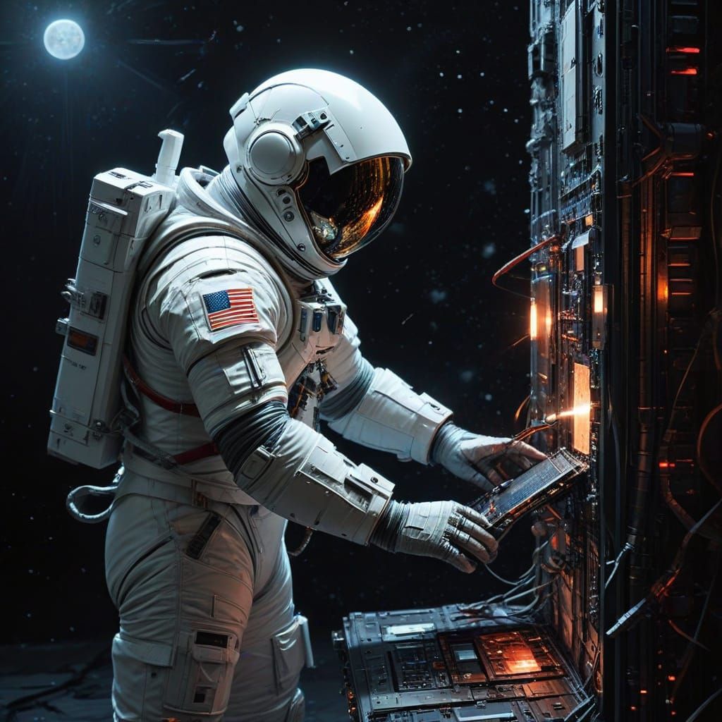 Spacewalk Maintenance Duty in Futuristic Style