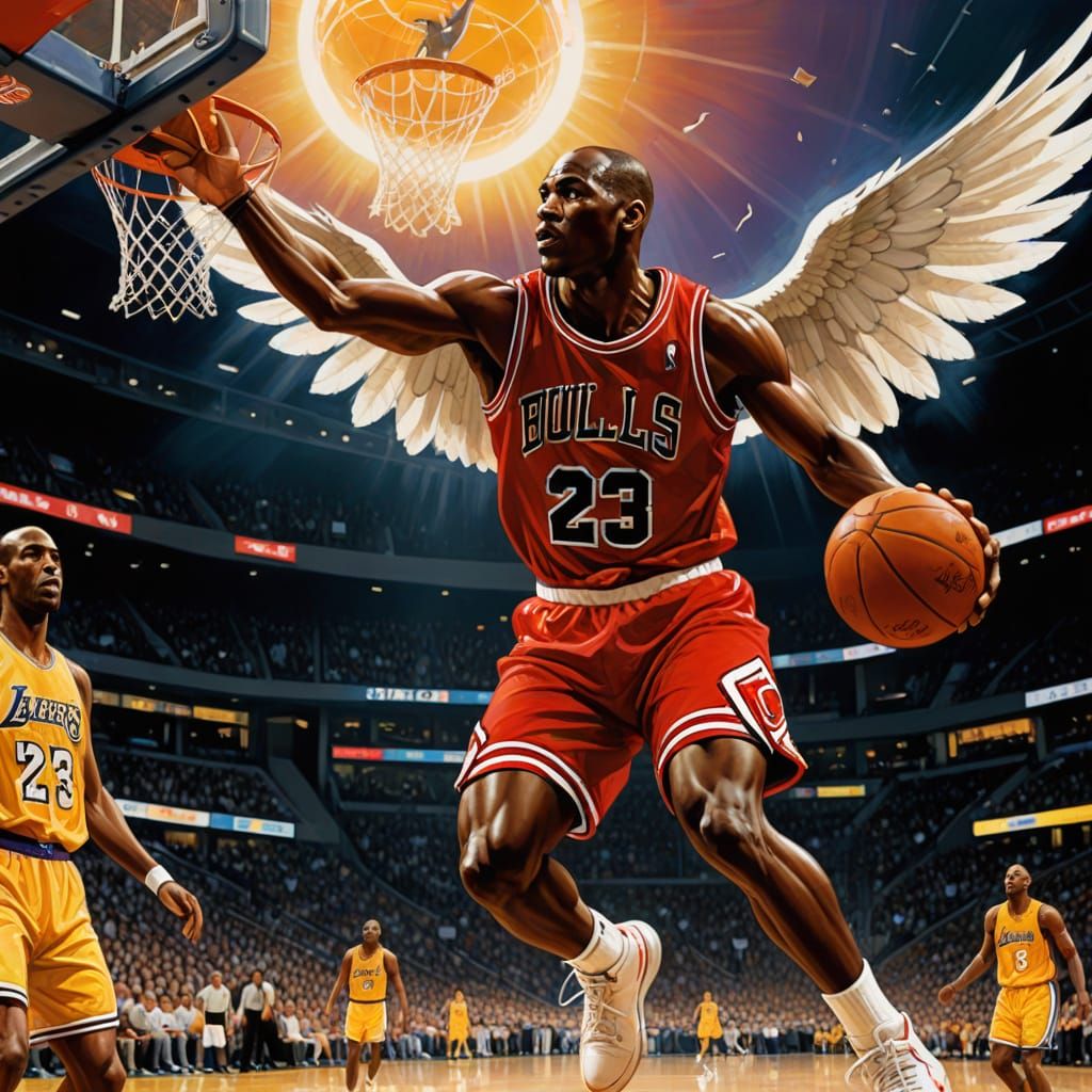 Michael Jordan Slam Dunk Masterpiece in Vibrant Triadic Colo...