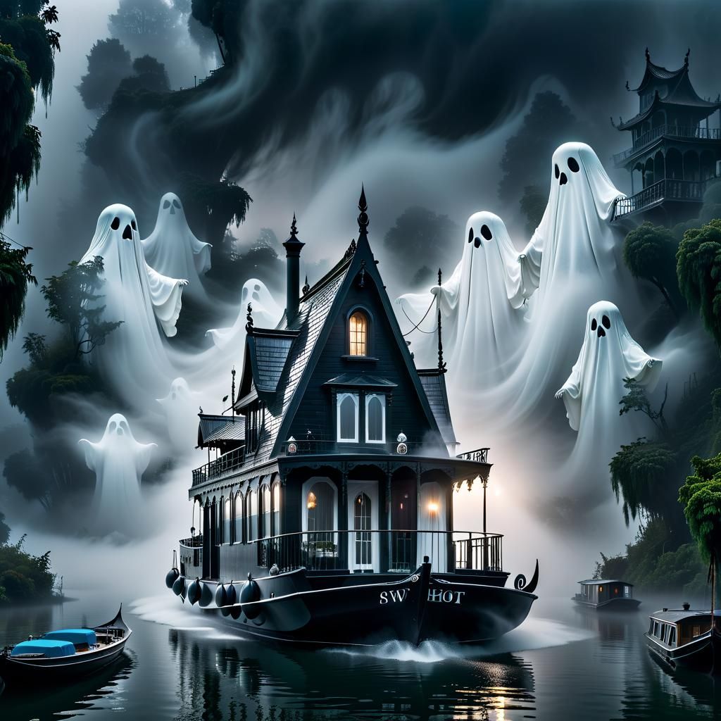 Ethereal Floating Abode Enveloped by Mystical Whispers