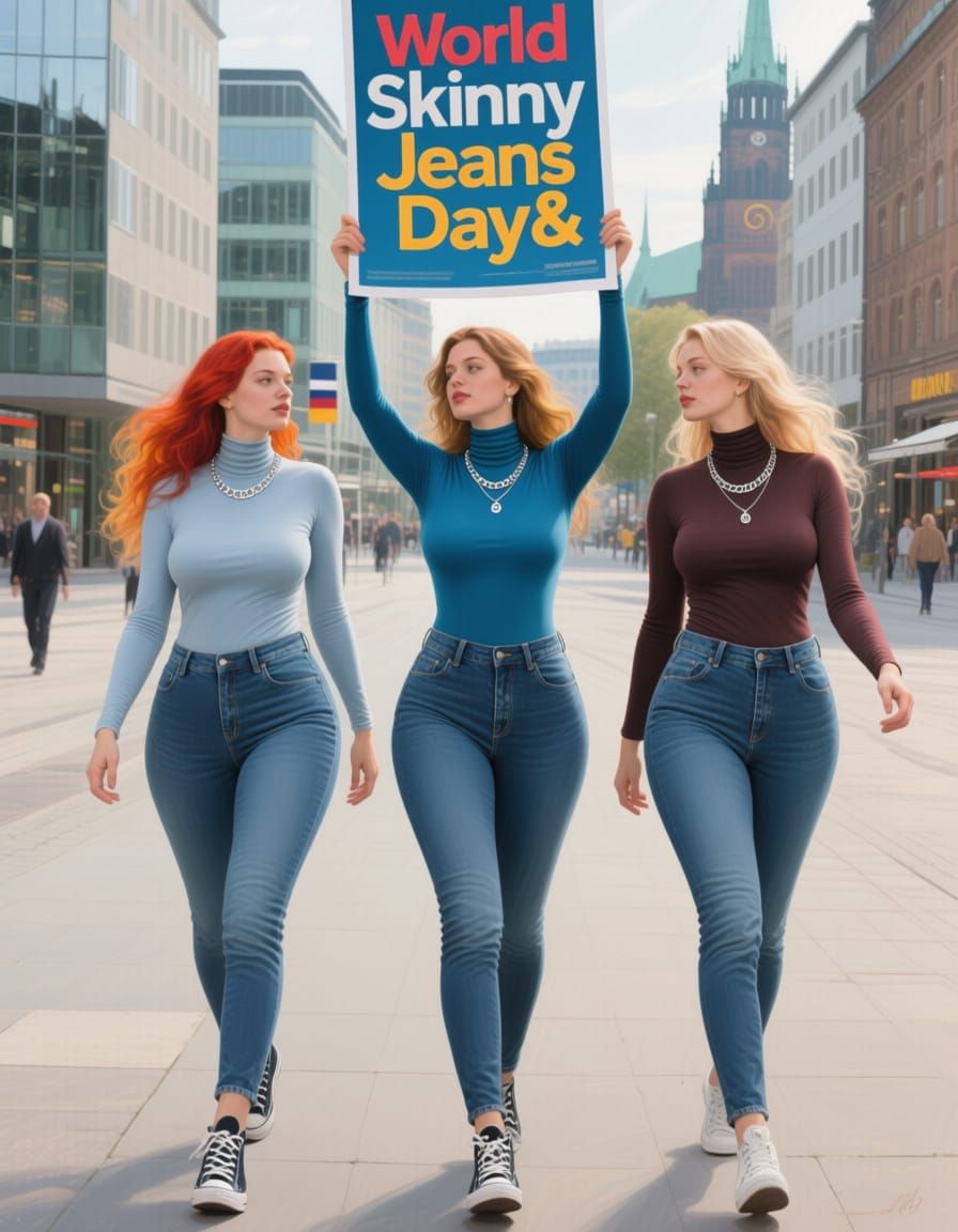 Women Celebrate World Skinny Jeans Day in German City