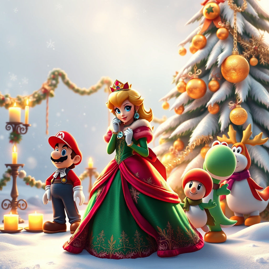 Princess Peach and Friends in Enchanting Winter Wonderland