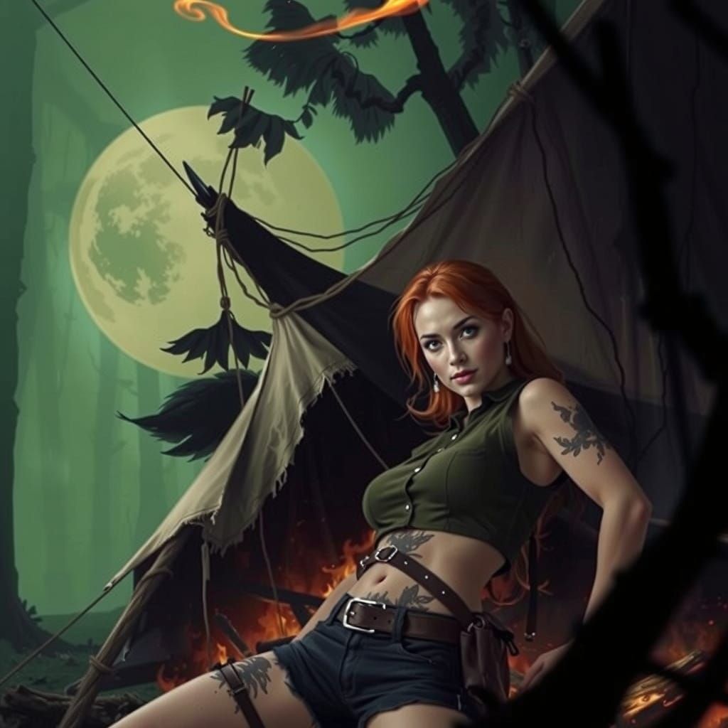Ginger Pin-Up Girl in Post-Apocalyptic Comics Style