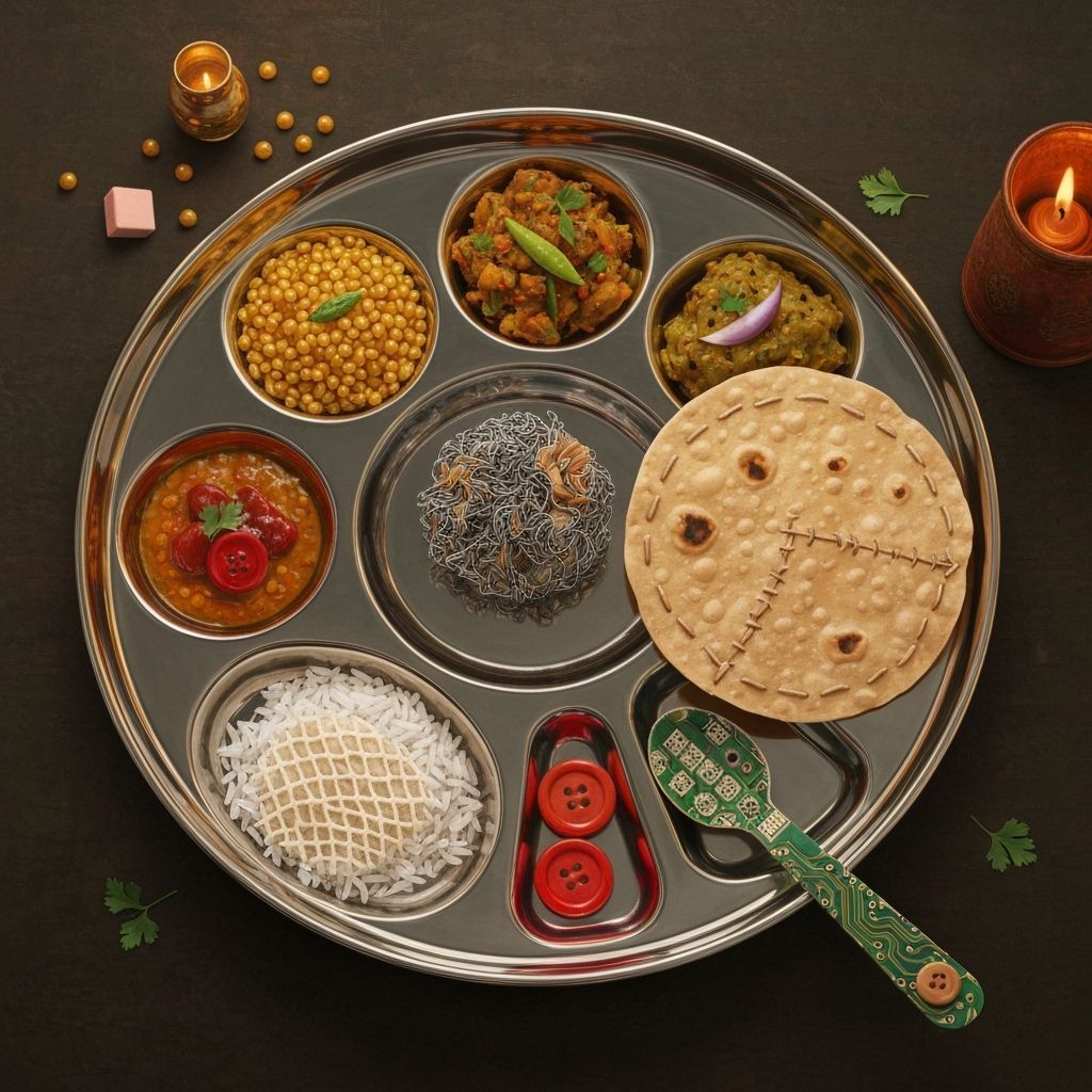 Surreal Indian Thali with Unexpected Materials