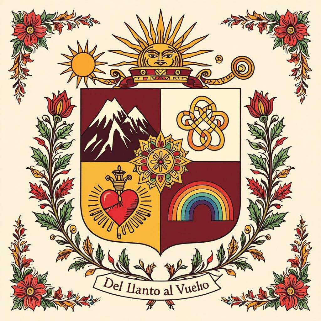 Andean Family Crest with Chakana and Puma