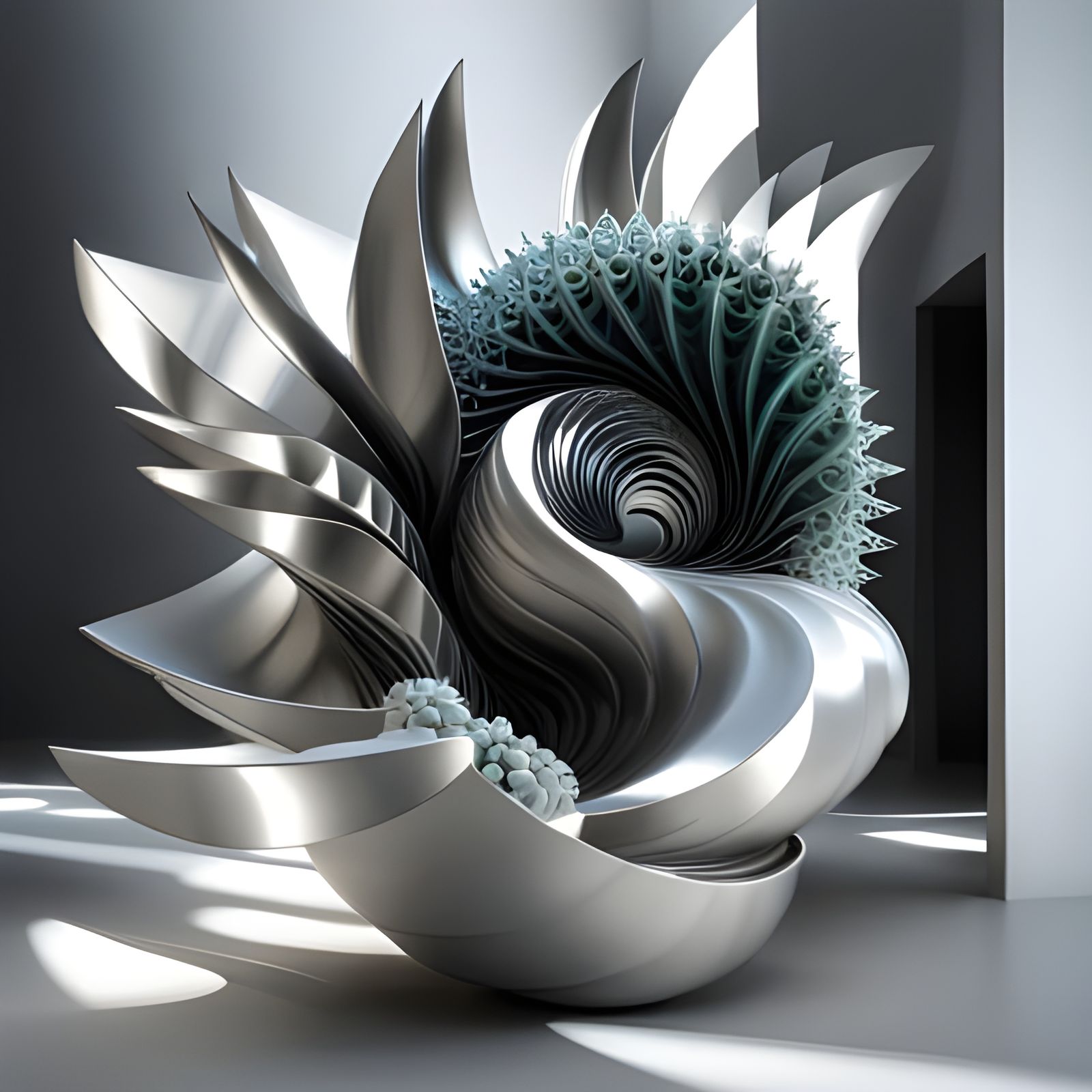Emergent 8K Liminal Fractals in Iridescent Sculpture