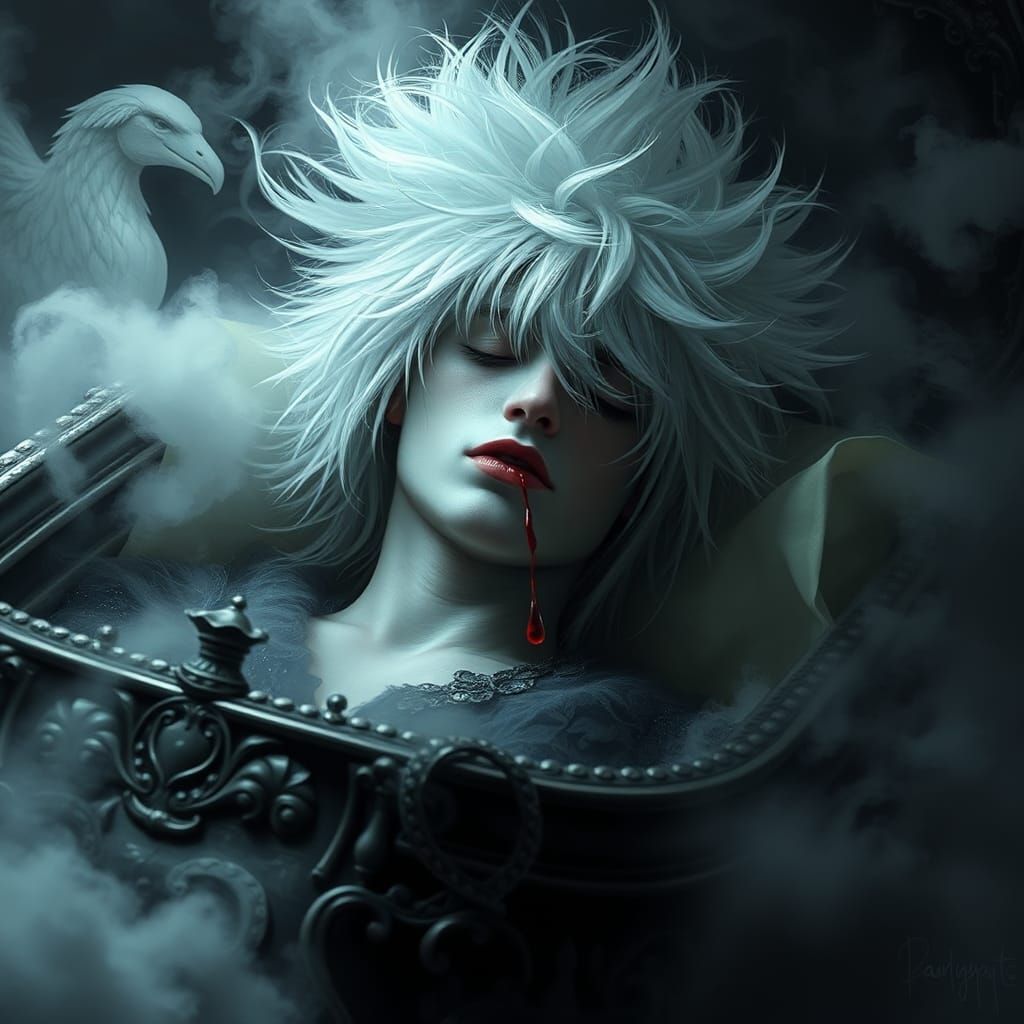 Gothic Vampire Slumbers in Ornate Casket