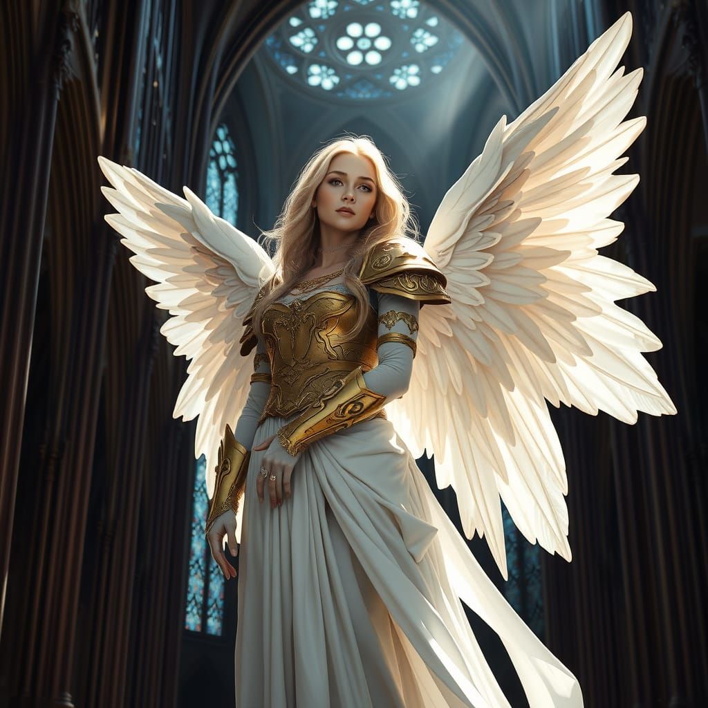 Angel of Light in Gothic Cathedral