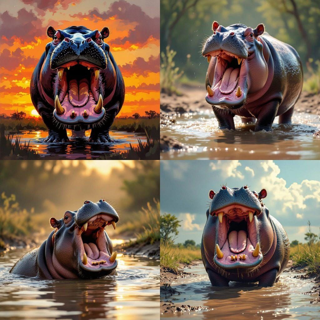 Hippo With Mouth Wide Open