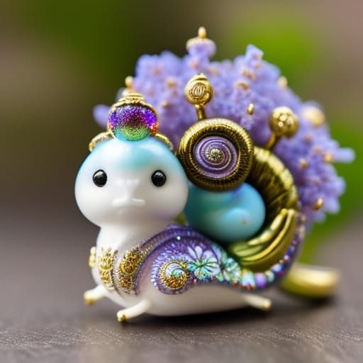 Lavender Gemstone Snail with Iridescent Filigree