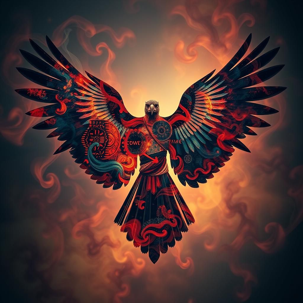 Double Exposure Astral Pattern Silhouette of Jatayu