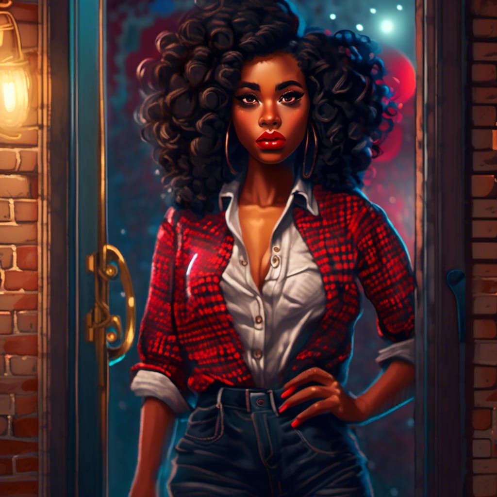 Confident Black Woman Stepping into Warm Ambiance