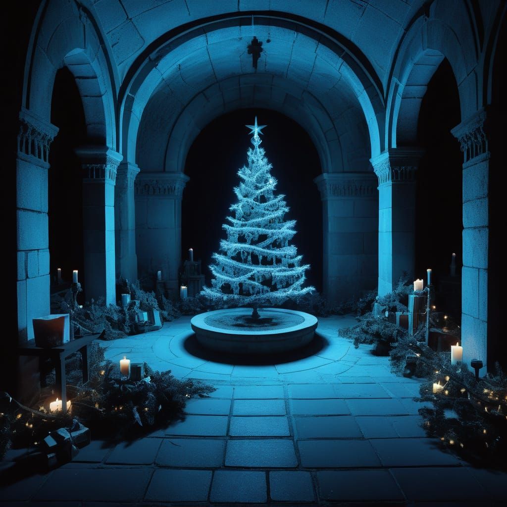 Christmas in the Crypt: A Spooky Holiday Scene