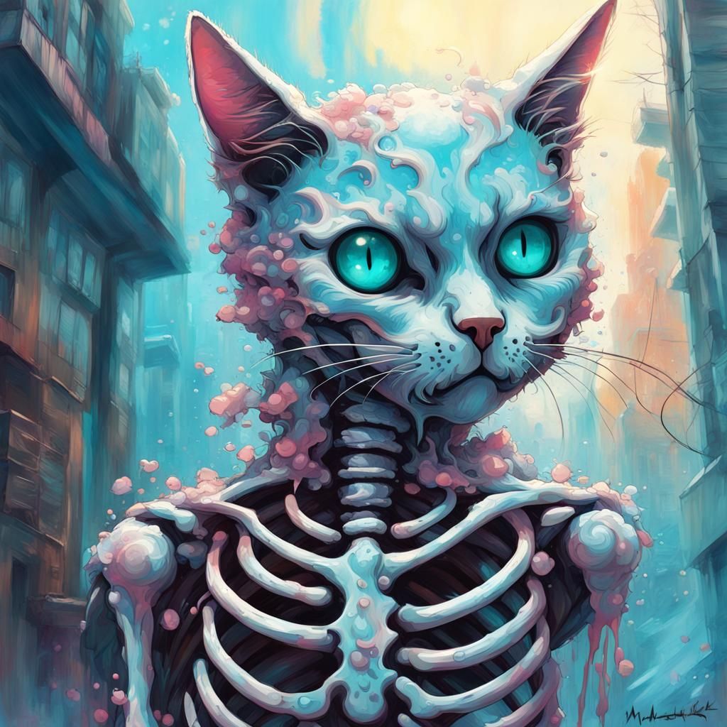 Vibrant Hyperdetailed Graffiti Cat