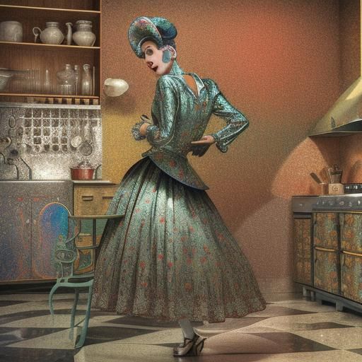 1950s Kitchen Scene in Vibrant, Hyperrealistic 8K CGI