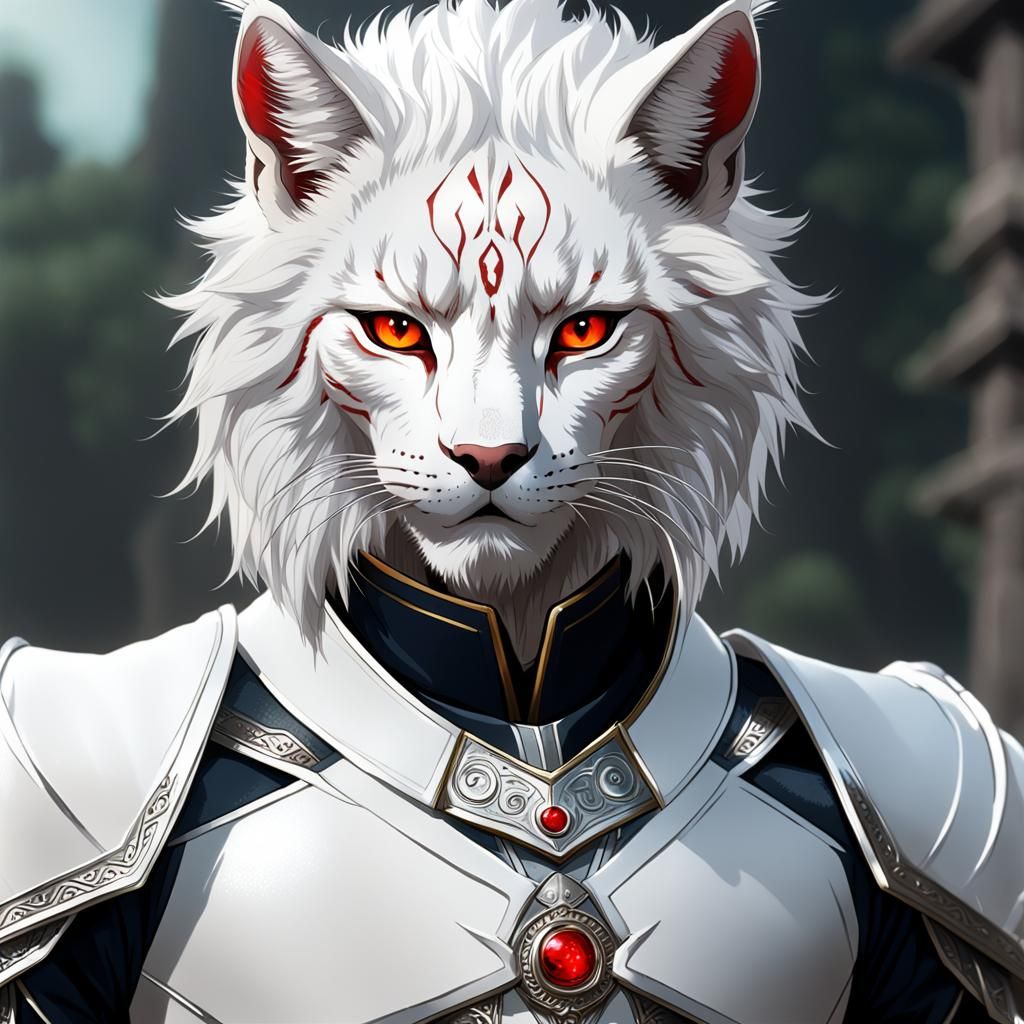 "albino male 25 years old white hair red eyes slim build wit...