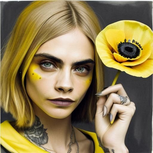 Cara Delevingne in Monochrome Watercolour Street Style
