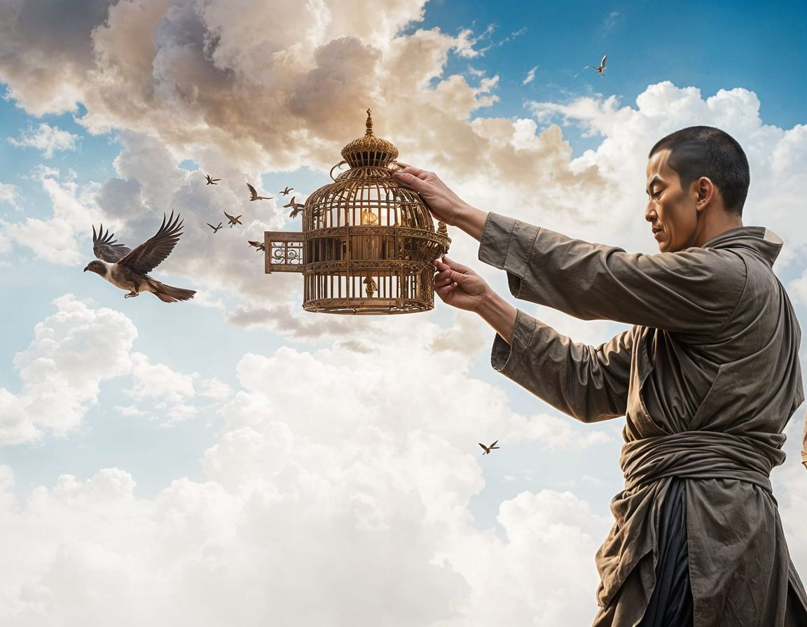 Baroque Buddhist Monk Releases Bird in Heavenly Realm
