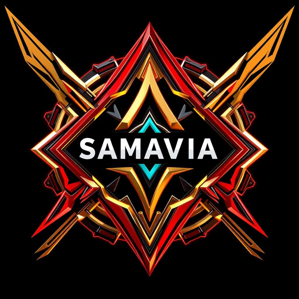 Edgy Samavia Logo in Neon-Lit Cyberpunk Style