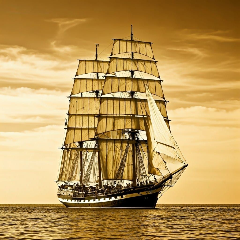 Golden Age of Sailing in Monochromatic Hues