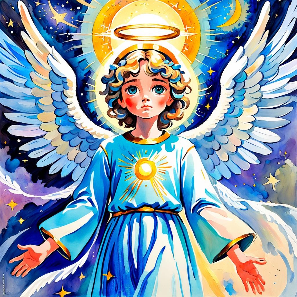 Baby boy angel is a messenger of God.