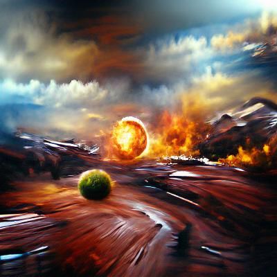 Dramatic Cosmic Explosion in Vibrant Oil Colors