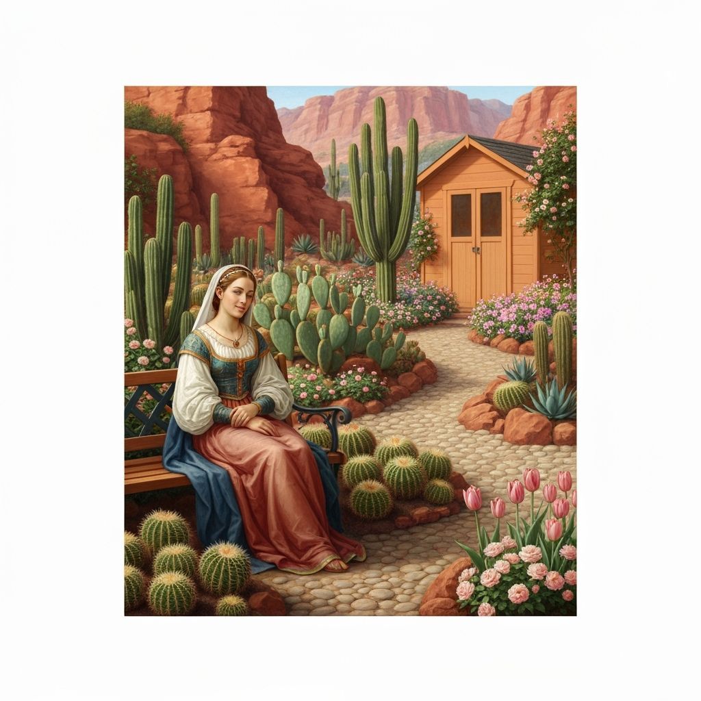 Cactus Garden Serenity: Impressionist Art