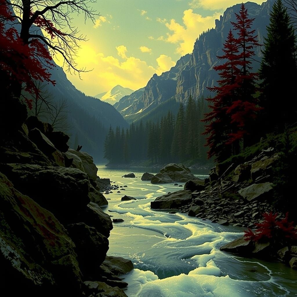 Abstract Swirling Forms in Vibrant Red Hues