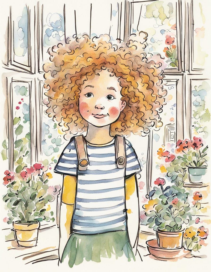 Whimsical Portrait of a Young Girl in a Cozy Sunlit Room