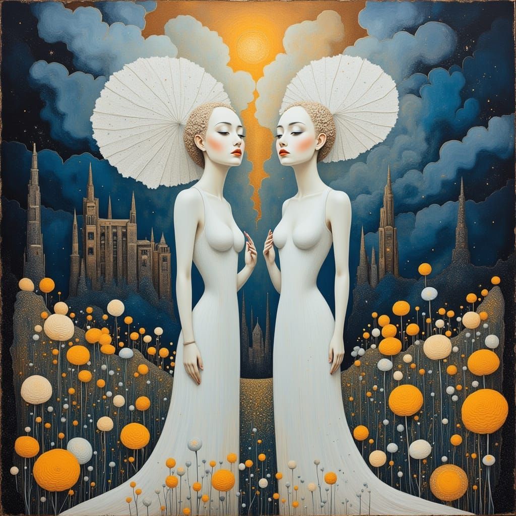 Ethereal Women in Bioluminescent Garden