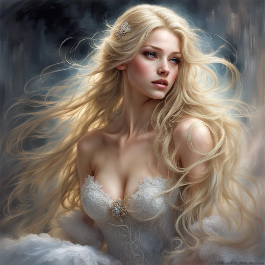 Ethereal Cinderella in Lacy Elegance