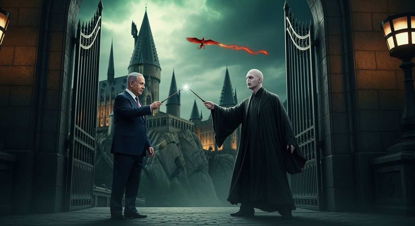 Netanyahu at Hogwarts Confronts Voldemort