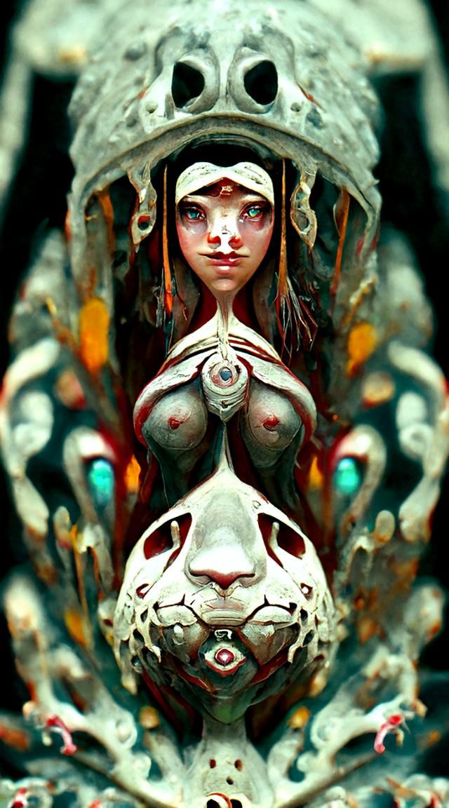 Hyperrealistic Portrait of a Princess Mononoke-Inspired Woma...