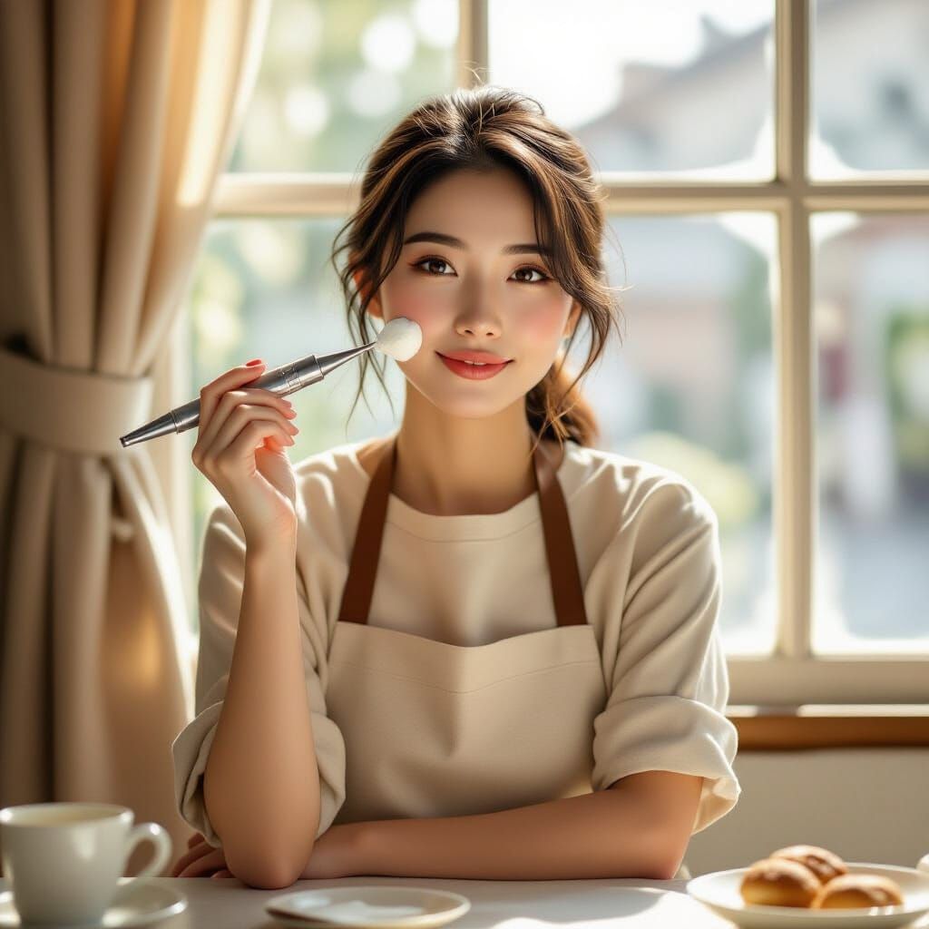 Pastry Chef by Window with Piping Tip