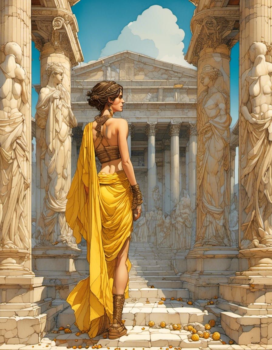 Ancient Greek Detective in Vibrant Watercolor Style