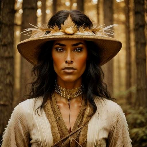 A Handsome Cherokee Warrior with a Feathered Mohawk