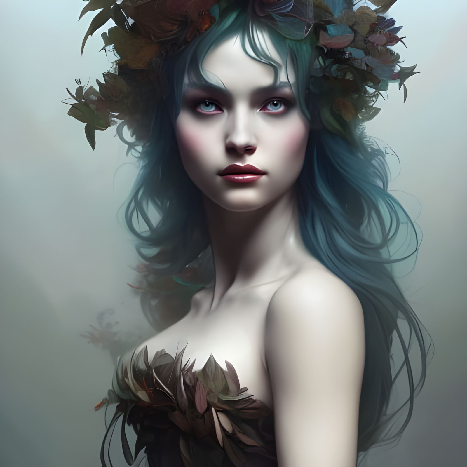 Dark Forest Fairy Portrait in Detailed Art Style