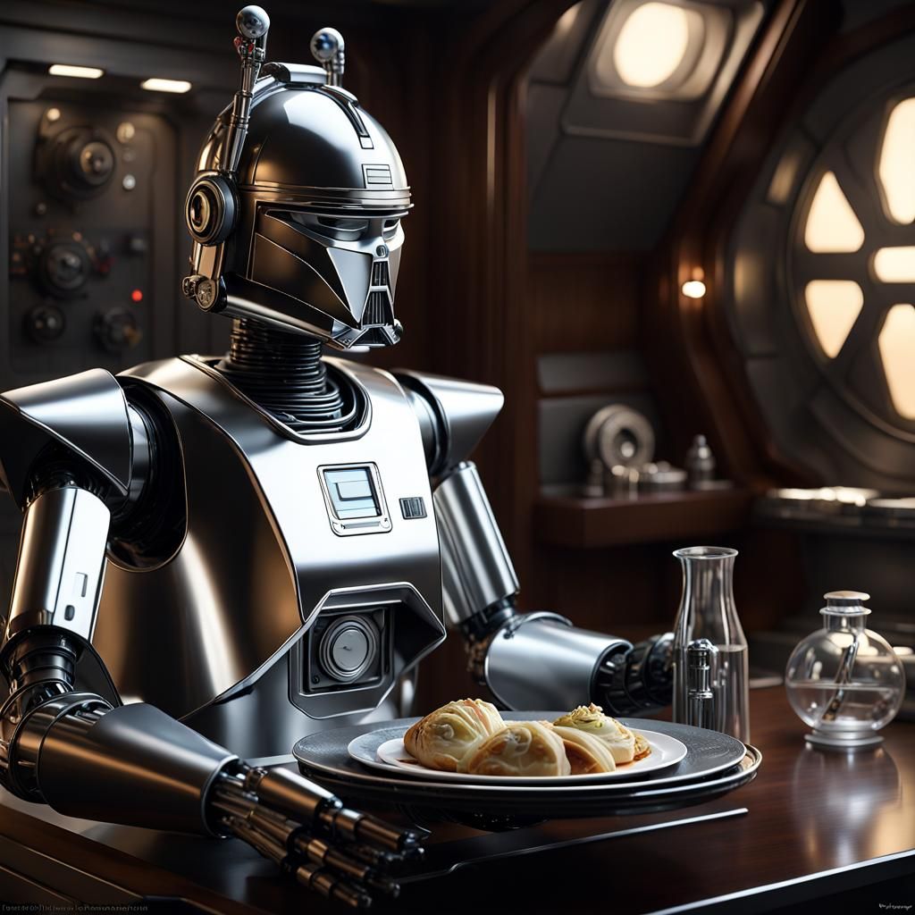 Surreal Butler Robot in Epic Star Wars Millennium Falcon Sce...