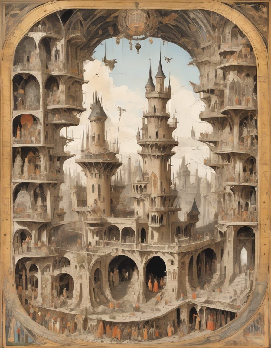 Gothic Castle in Surreal Constructivist Style