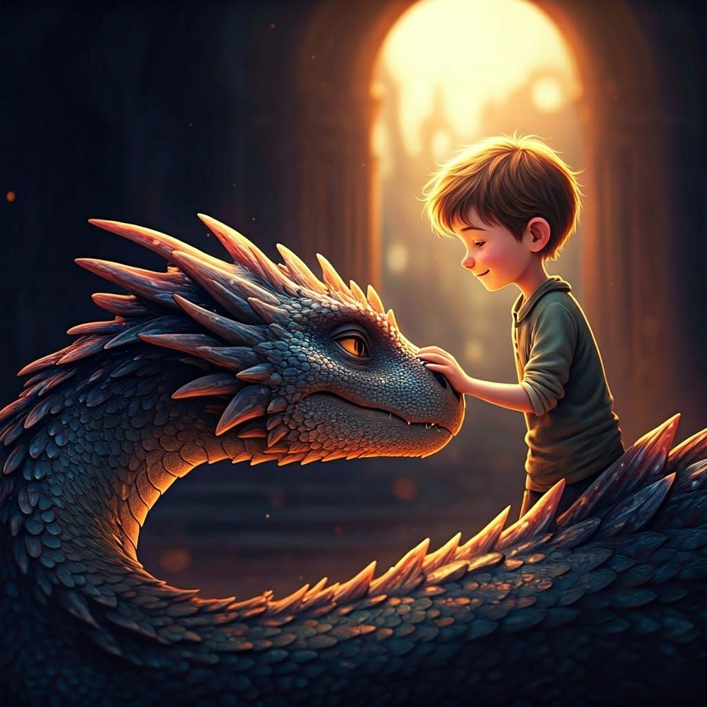 Boy and Dragon: A Pixar-Inspired Moment