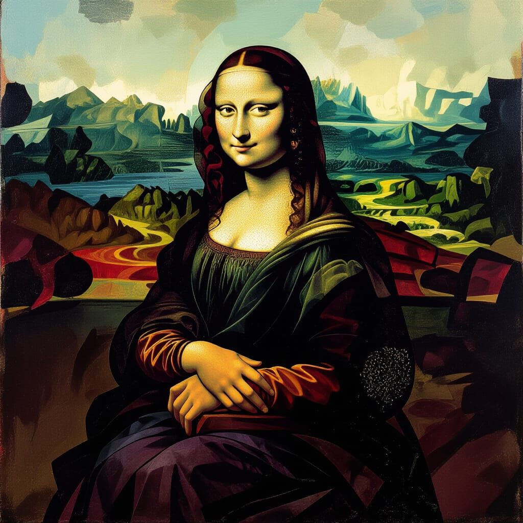 Undead Mona Lisa in Expressive Gouache Style