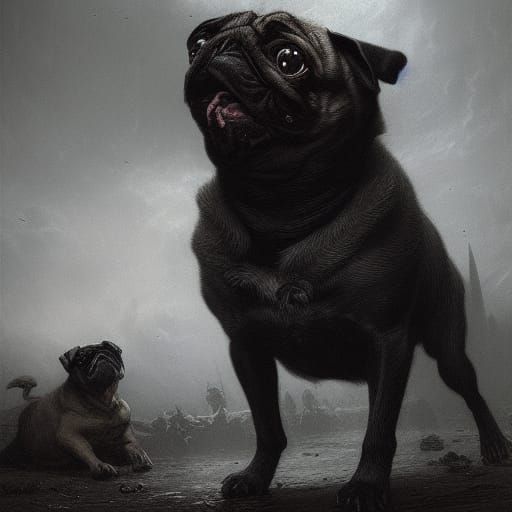 Ethereal Pug Devoured by Dark Fantasy