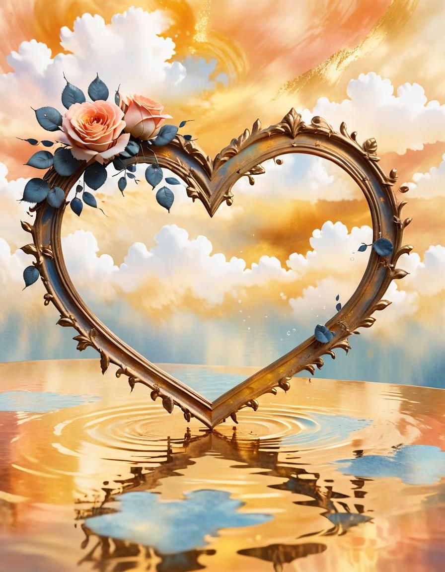 Romanticism Masterpiece Heart-Shaped Frame in Whimsical Arti...