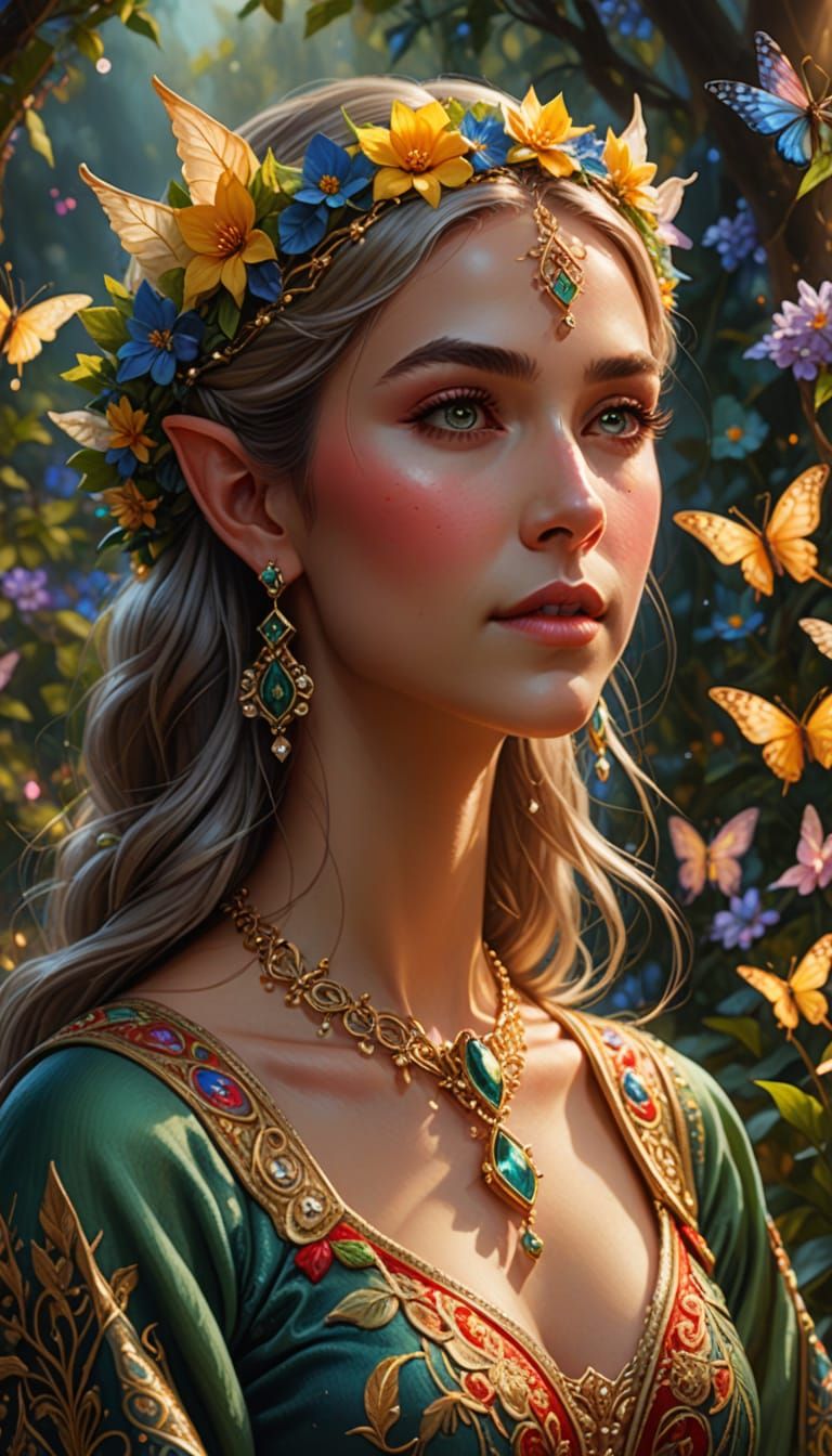 Regal Elf Princess in Whimsical Dance