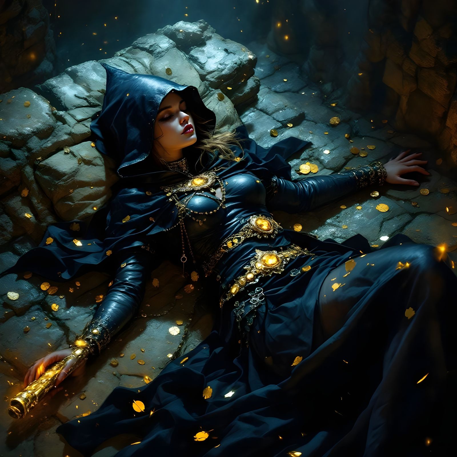 Paralyzed Adventurer in Dungeon of Gold