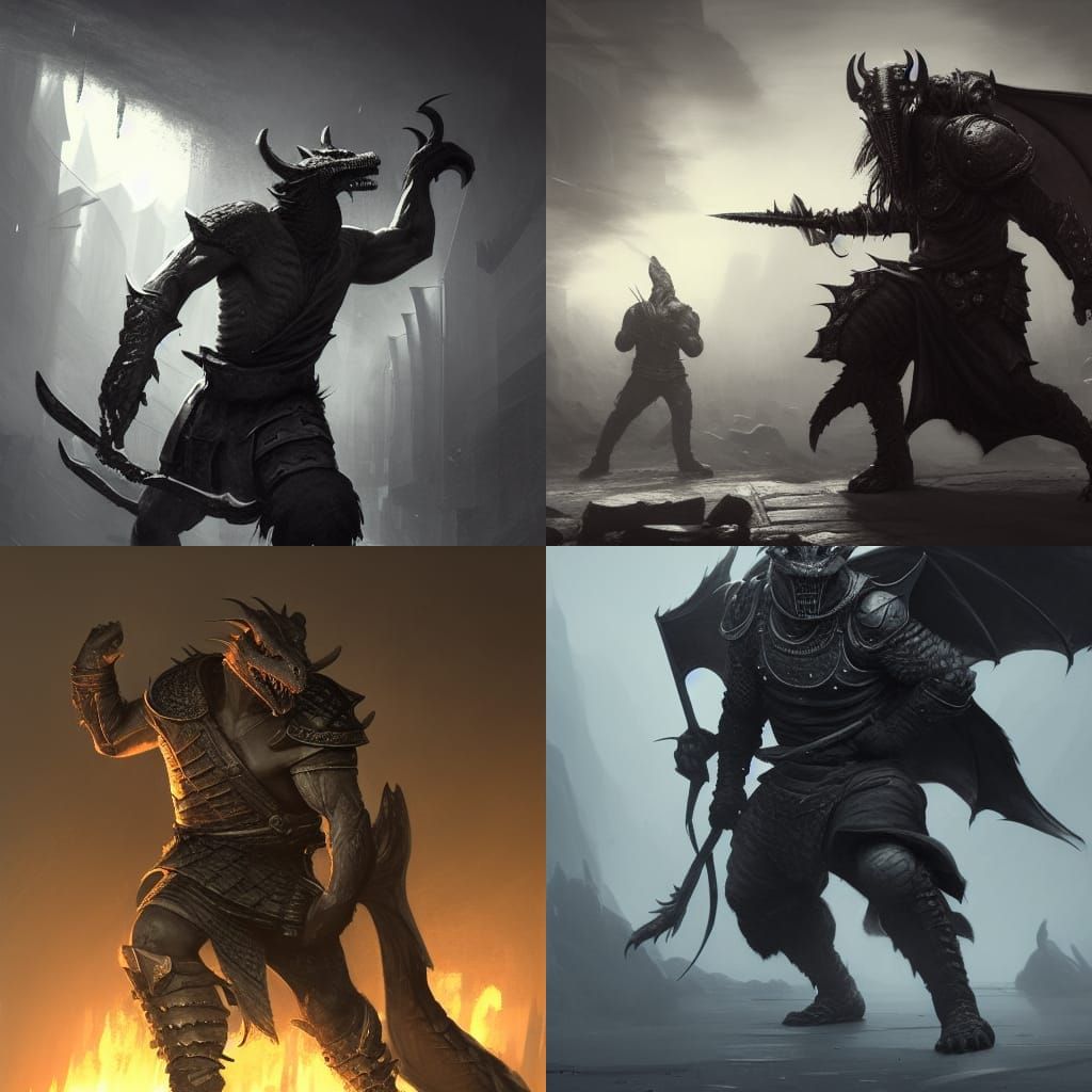 Muscled Dragonborn Martial Artist in Dark Fantasy Bust